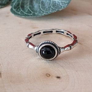 925 Sterling Silver Ring Black Stone Size 6 & 7 Women's Jewelry